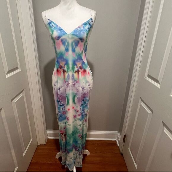 NWT AFRM Alyson Mesh Panel Maxi Dress size medium tie dye print - Picture 7 of 12